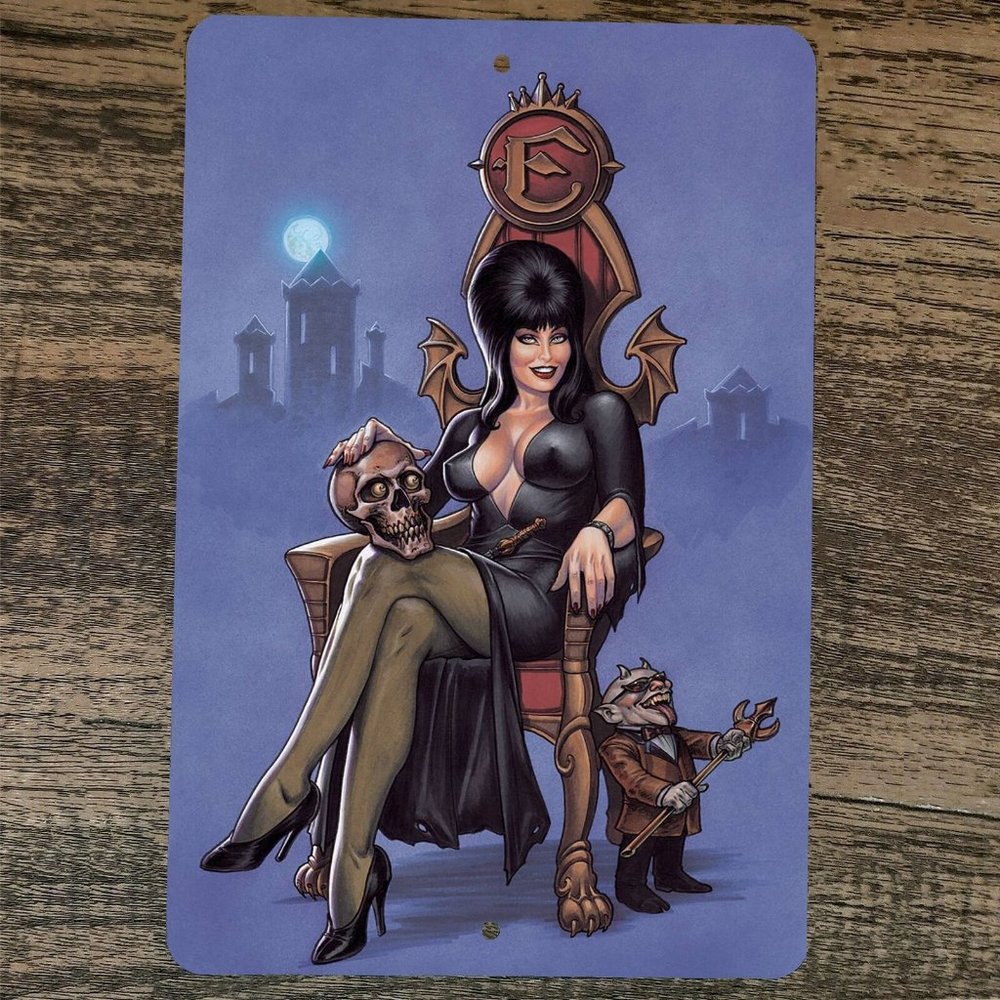 Queen Elvira Mistress of the Dark 8x12 Metal Wall Sign Cartoon Poster